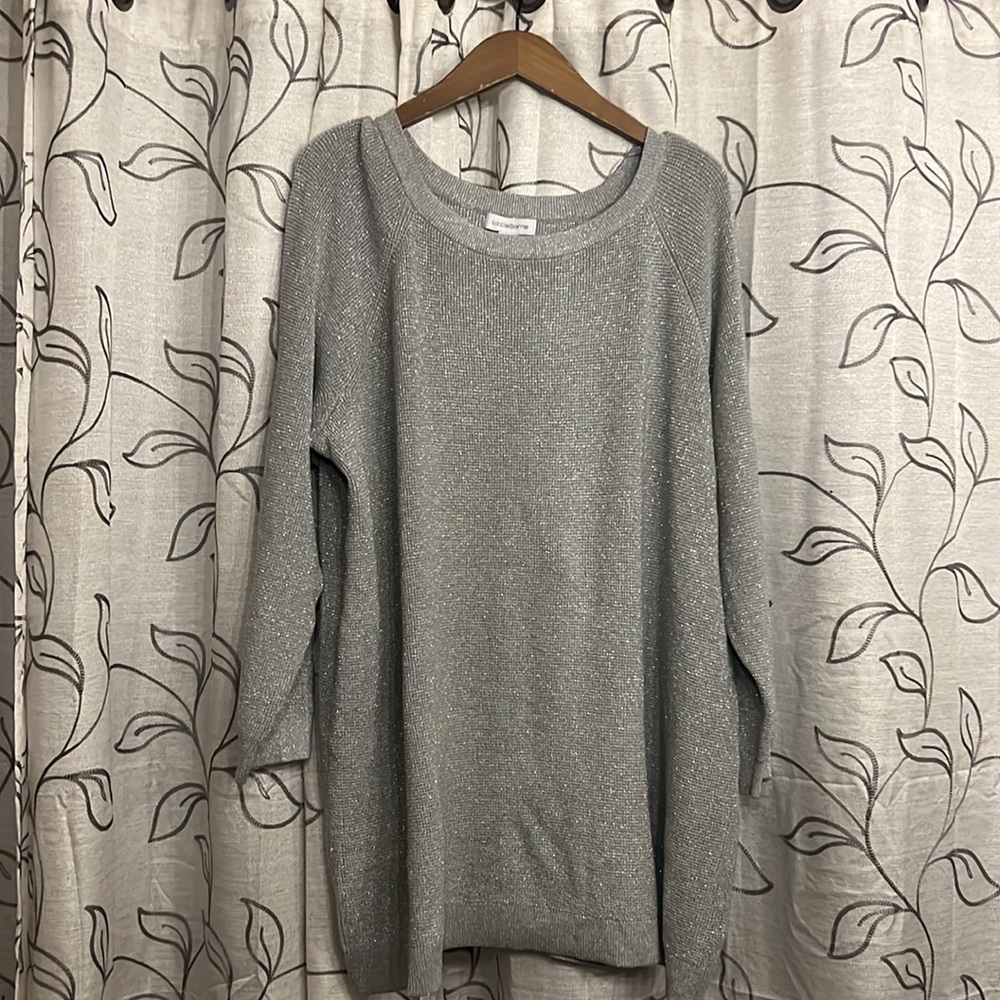1X Liz Claiborne Silver Shimmer Sweater